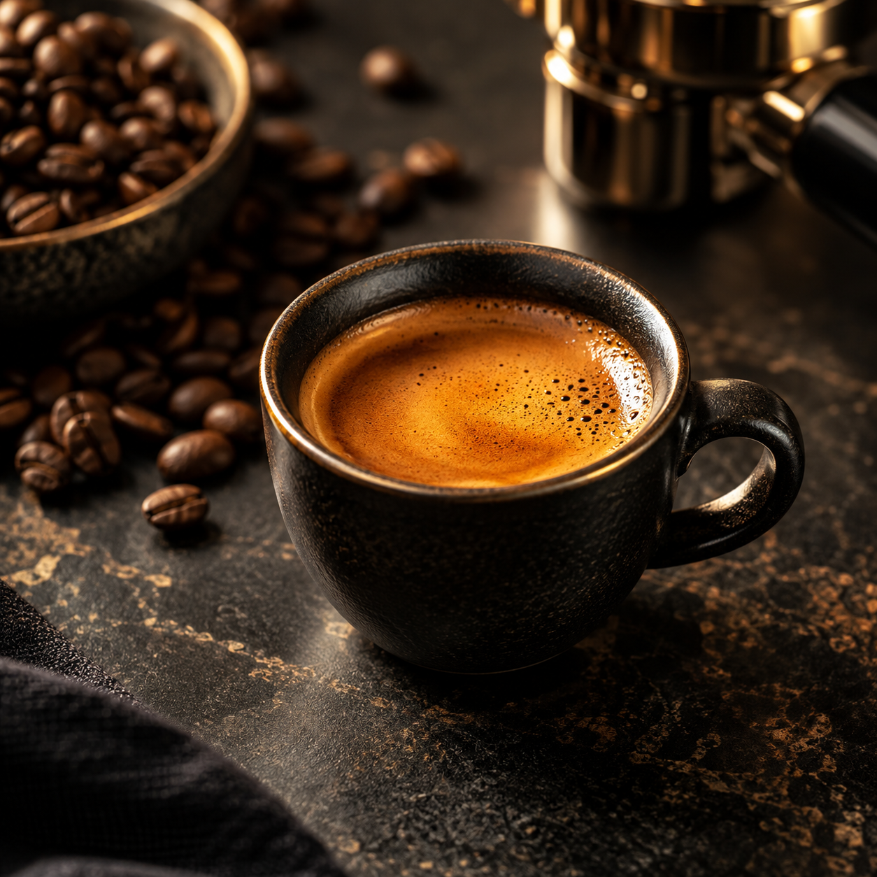 Espresso servido en una taza pequeña